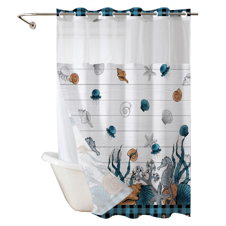 Ocean-Themed Shower Curtain Bowlift