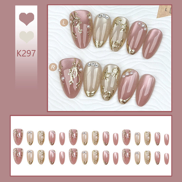 Artificial Nail Set with Elegant Golden Decorations Bowlift
