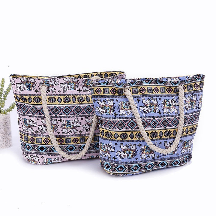Large and Colorful Beach Bag with Mandala Pattern Bowlift