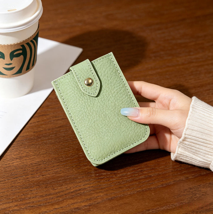 Textured Leather Cardholder with Snap Closure Bowlift
