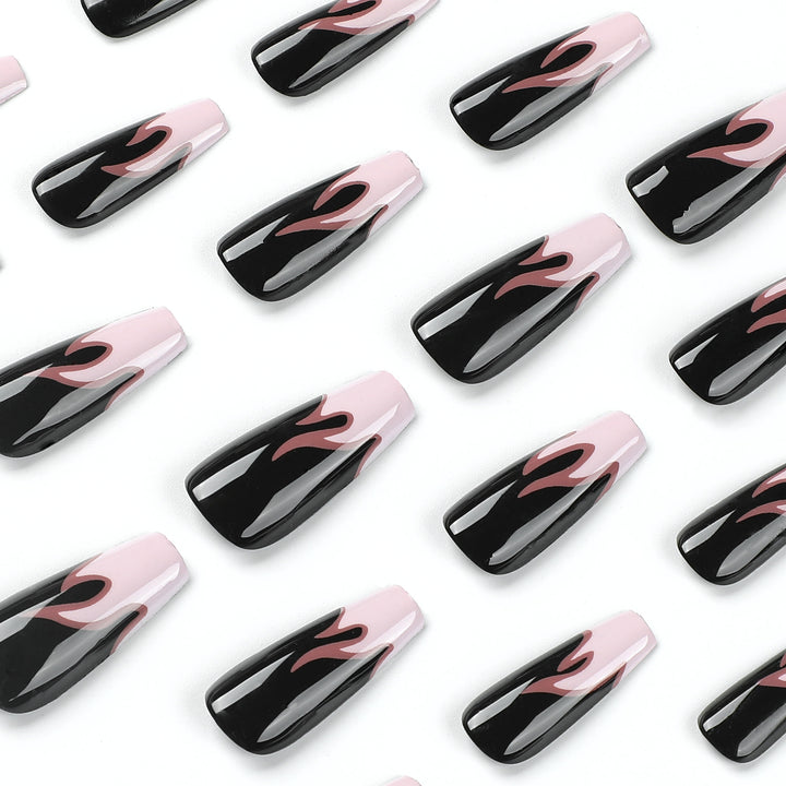 Artistic nail extensions with gradient and flame design Bowlift