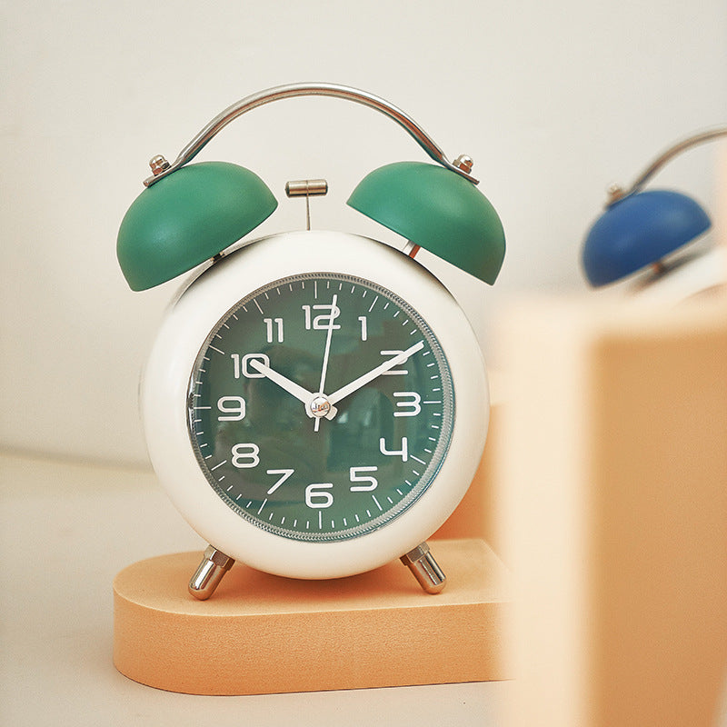 Elegant analog alarm clock with double bells and large dial Bowlift