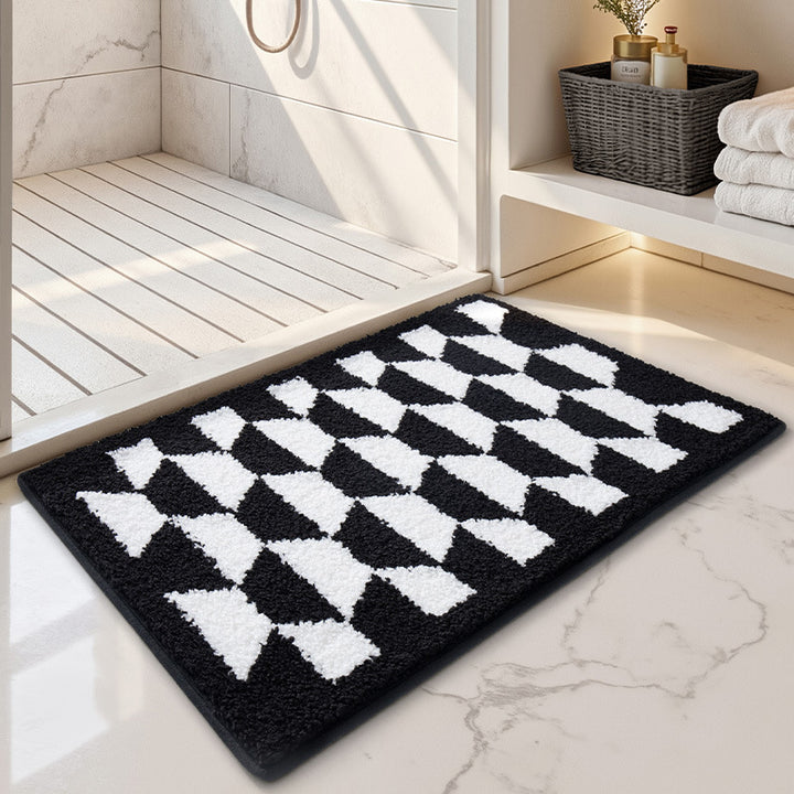 Luxurious Checkered Bath Mat Bowlift