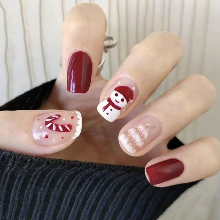 Festive Winter-Themed Press-On Nail Set Bowlift