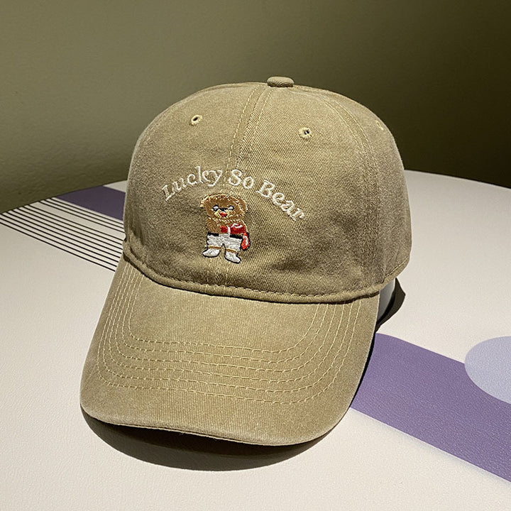 Unisex Casual Embroidered Bear Cap Bowlift