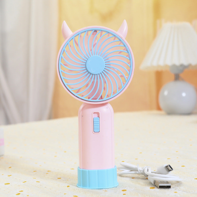 Women's Portable Handheld Fan with Cute Animal Ears Bowlift