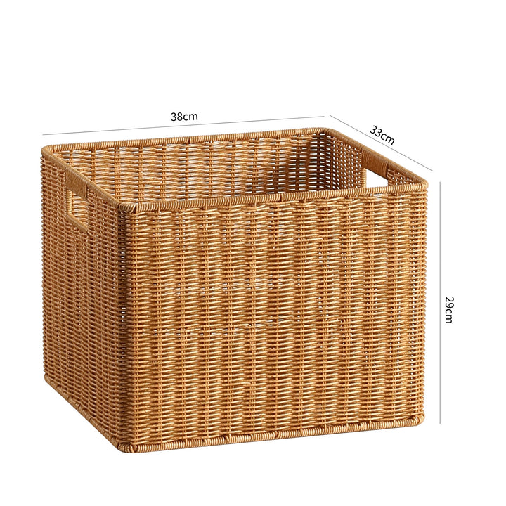 Handwoven Rectangular Storage Basket with Cut-Out Handles Bowlift