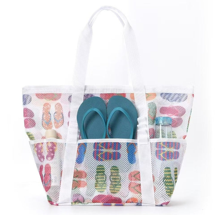 Mesh Beach Bag with Colorful Design Bowlift