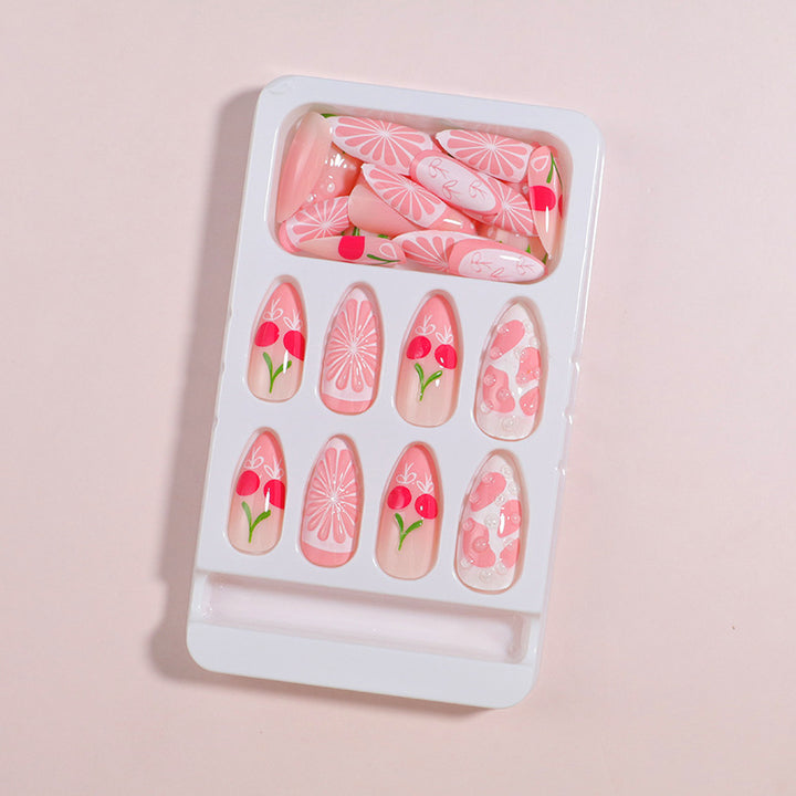 Premium Press-On Nail Set with Decorative Accents Bowlift