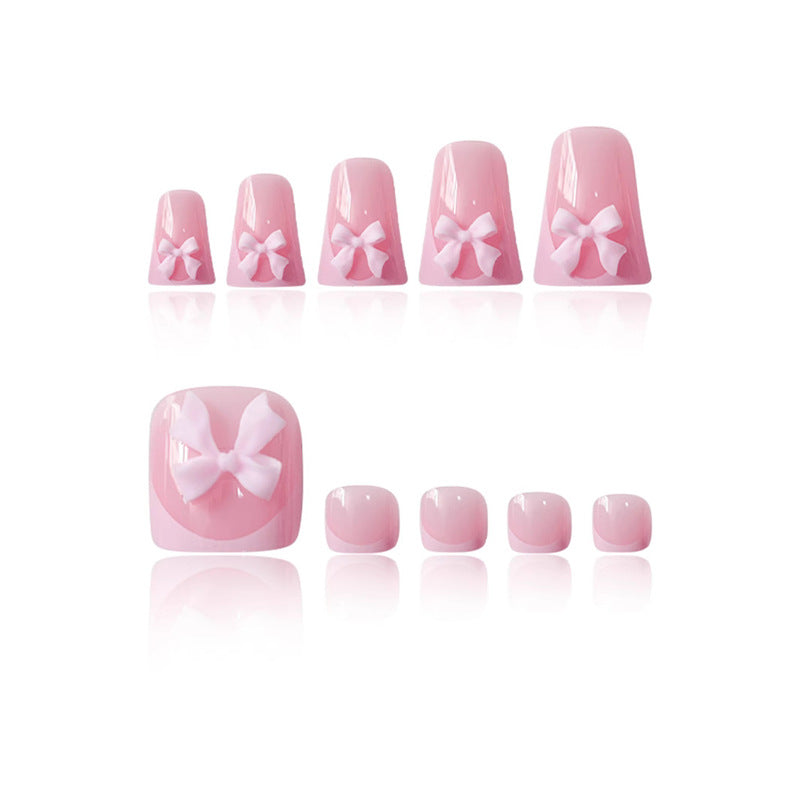 Decorative Press-On Nail Art with Bow Accents Bowlift