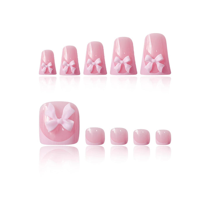 Decorative Press-On Nail Art with Bow Accents Bowlift