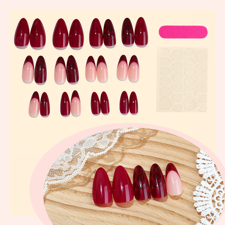 Stylish Press-On Nail Set with Geometric and Gradient Designs Bowlift