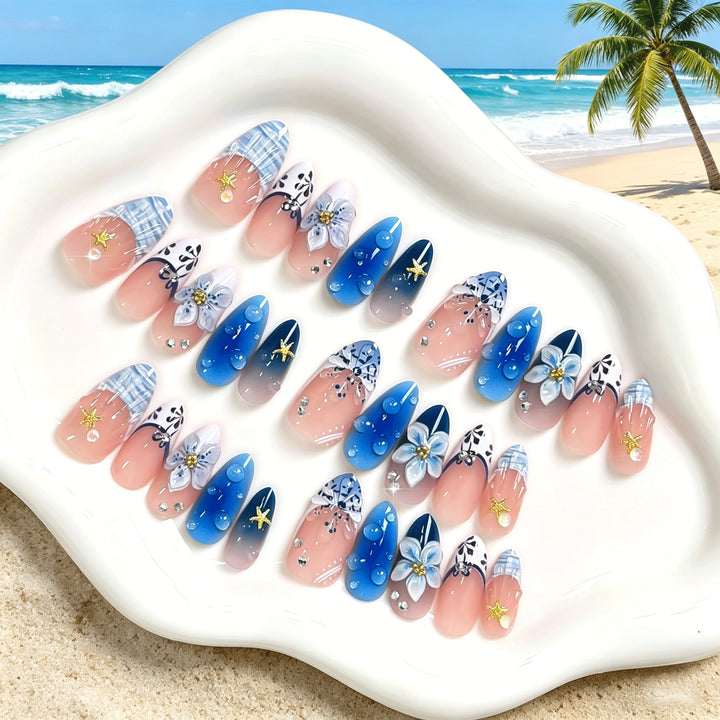 Artistic Floral Press-On Nail Set Bowlift