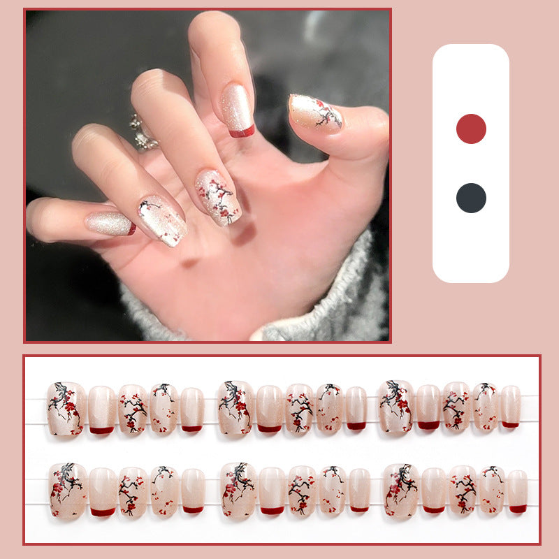 Elegant Floral Artistic Press-On Nails Bowlift
