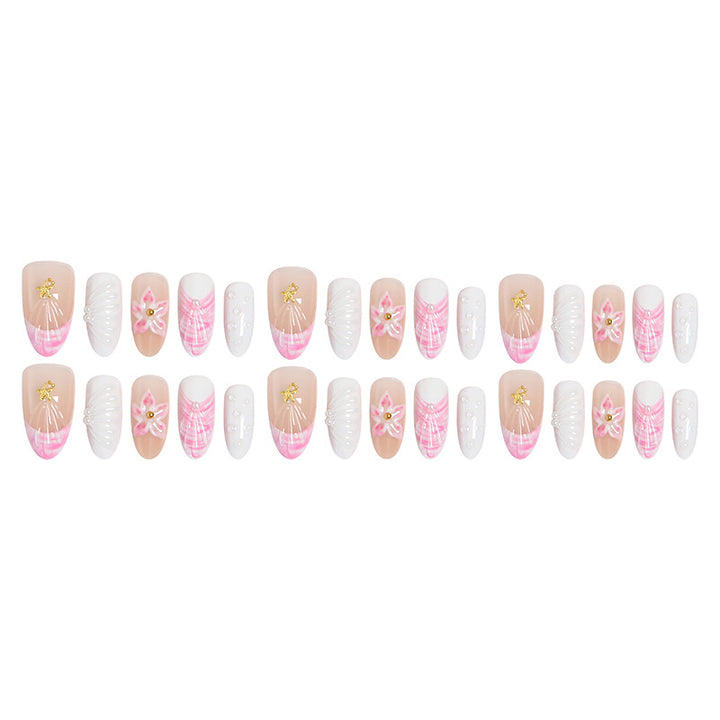 Artificial Nail Set with Floral and Glamorous Accents Bowlift