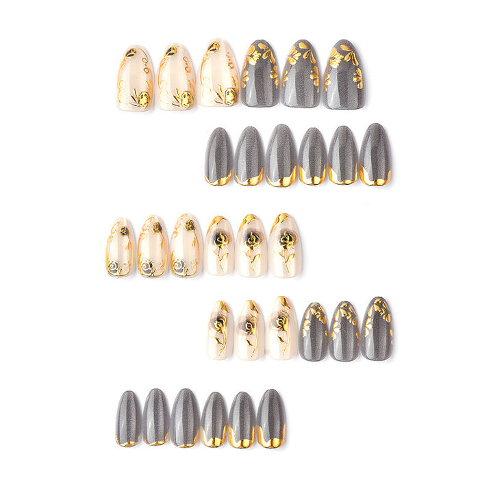 Artificial nails with elegant rose designs Bowlift