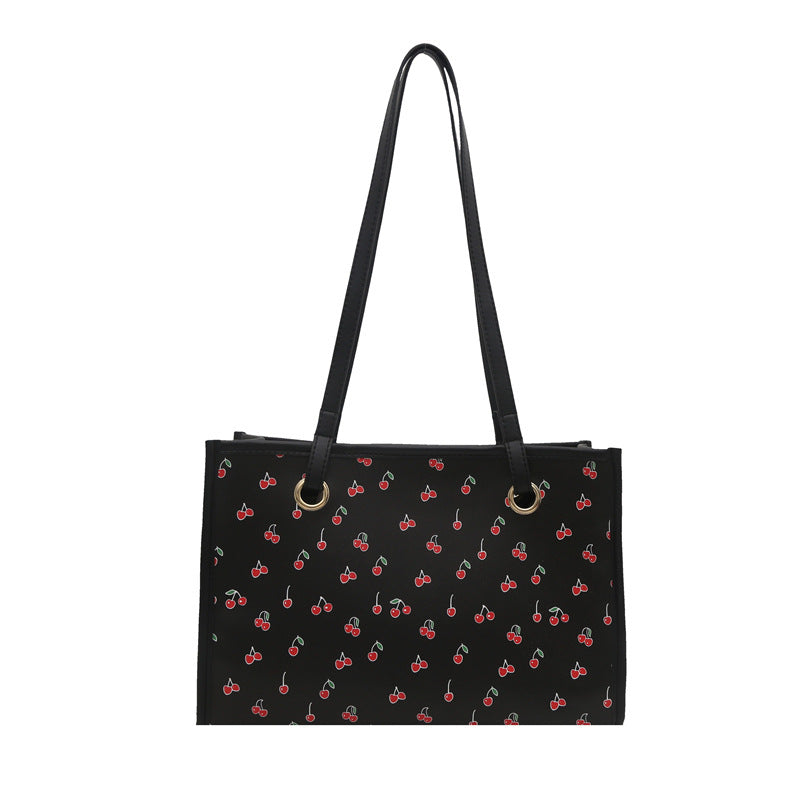 Playful Cherry Print Tote Bag Bowlift