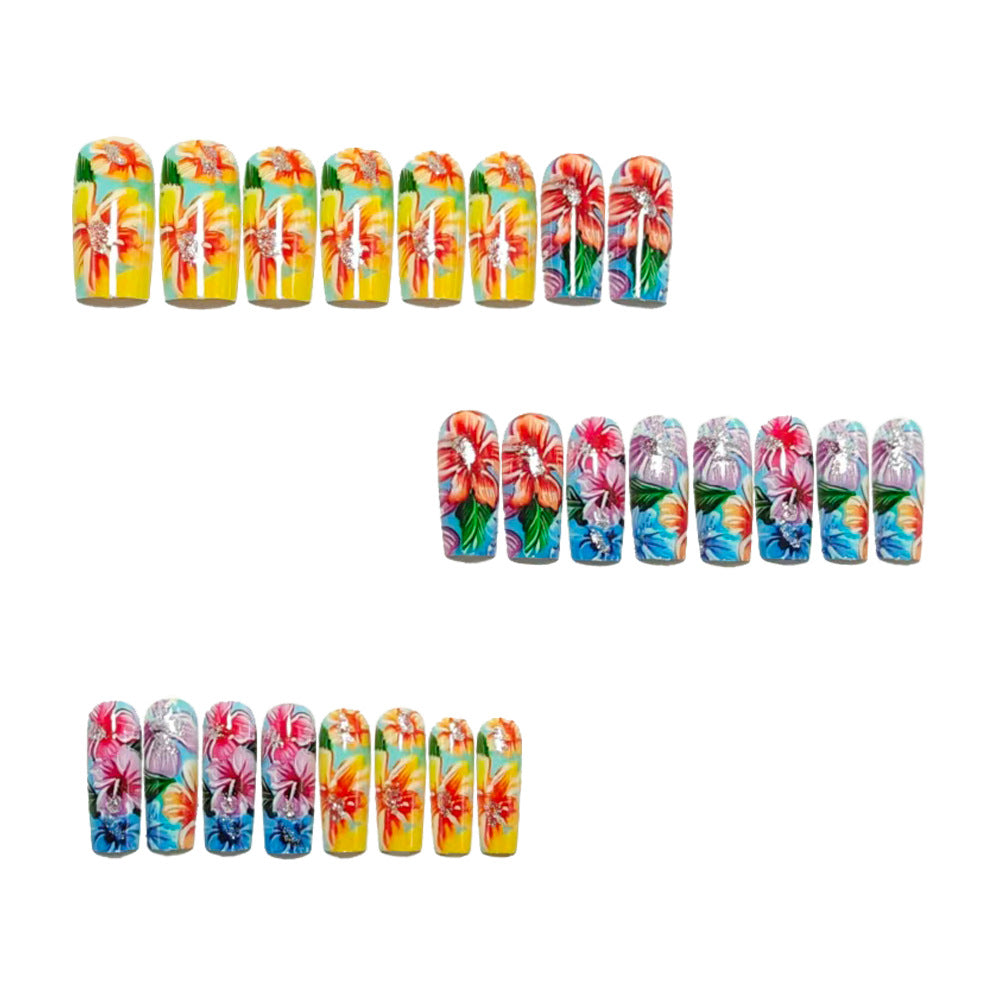Art nails with colorful flower design Bowlift