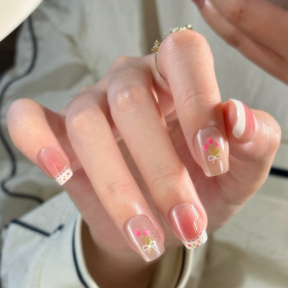 Decorative Gemstone and Floral Press-On Nails Bowlift