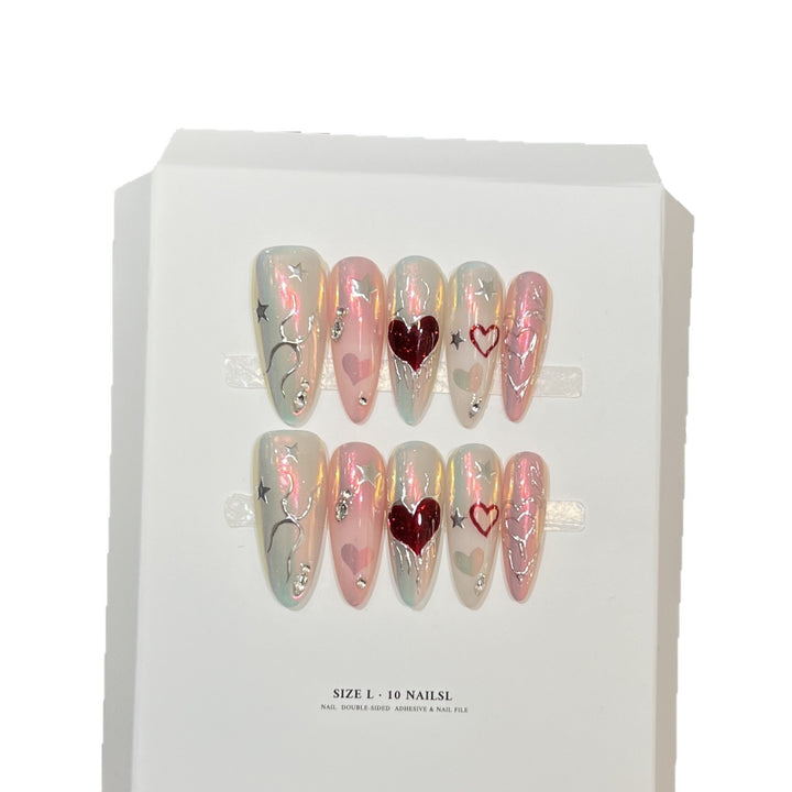 Elegant Decorative Stiletto Press-On Nail Art Set Bowlift