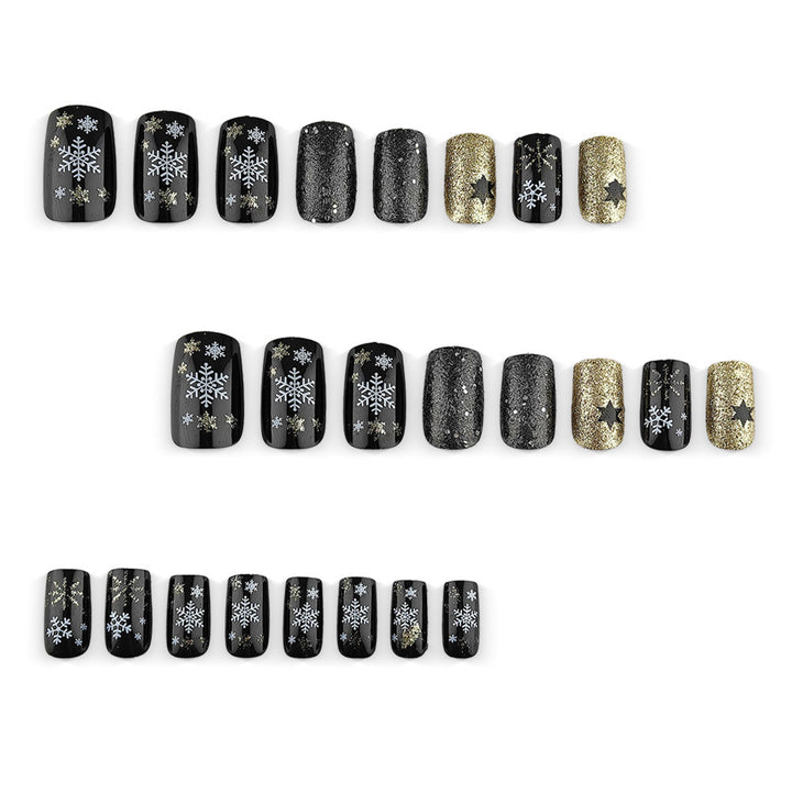 Creative artificial nails with sparkling glitter and festive winter design Bowlift
