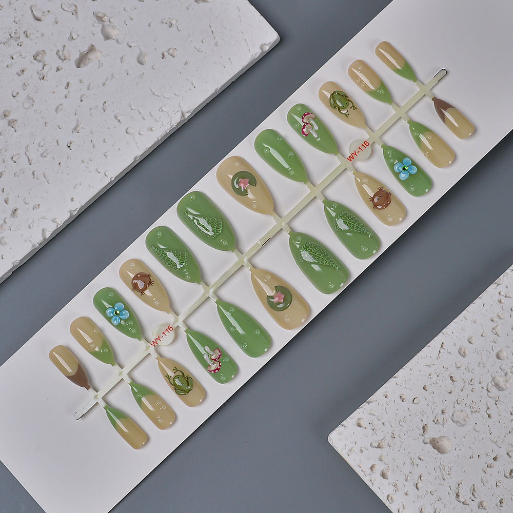 Nature-Themed Artistic Press-On Nails Bowlift