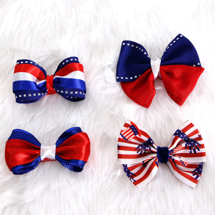 Ladies small pleated hair bow made of grosgrain ribbon with medium knot and mini alligator clip Bowlift