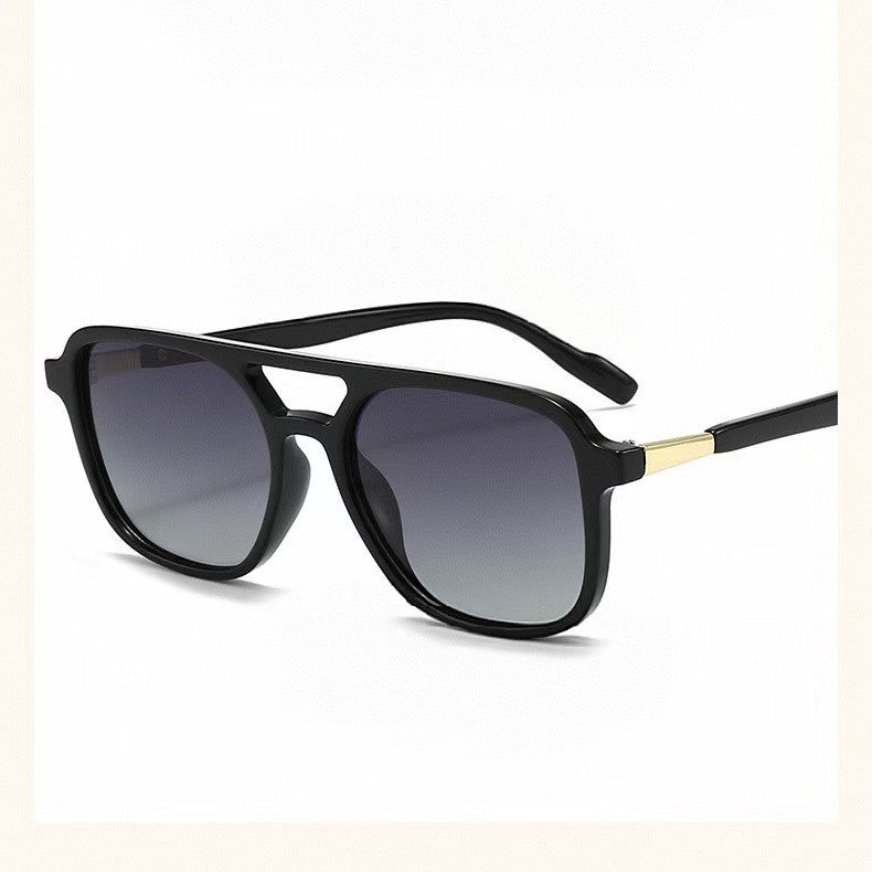 Square Aviator Sunglasses with Cutout Double Bridge and Polarized Gradient Lenses Bowlift