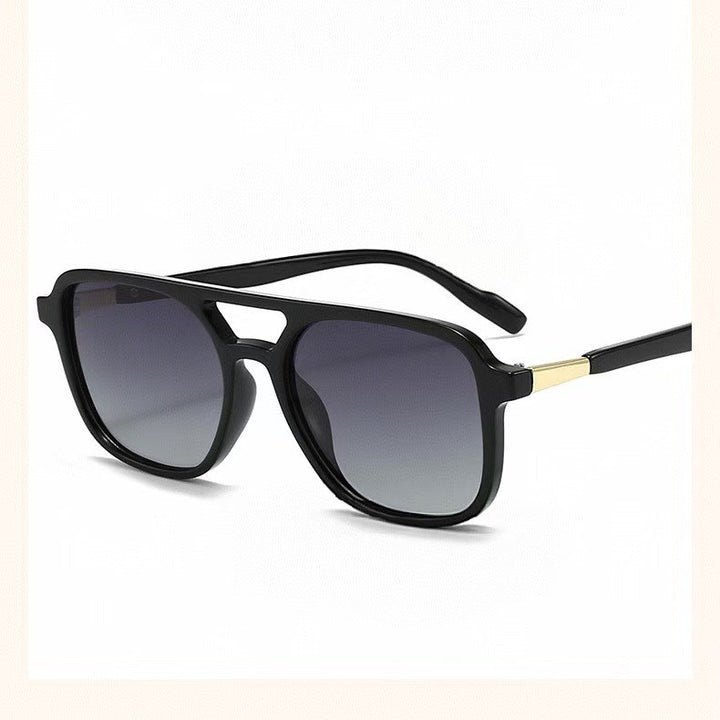 Square Aviator Sunglasses with Cutout Double Bridge and Polarized Gradient Lenses Bowlift