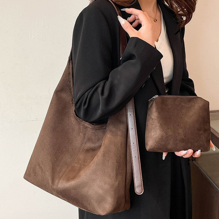 Soft Suede Hobo Shoulder Bag Bowlift
