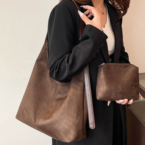Soft Suede Hobo Shoulder Bag Bowlift