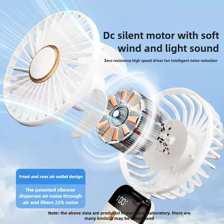 Unisex one size foldable rechargeable handheld fan with multiple speed LED display removable charging base Bowlift