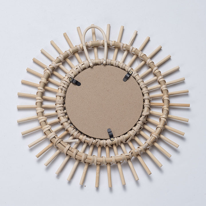 Playful Wall Mirror Made of Rattan Bowlift