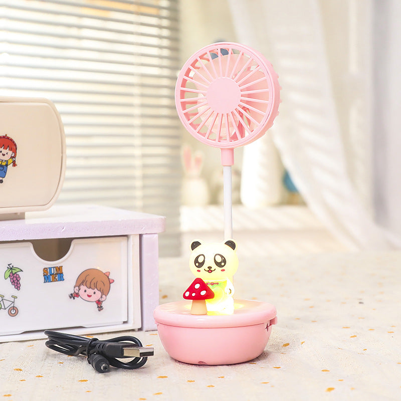 Women Portable Fan with LED Light and Animal Design Bowlift