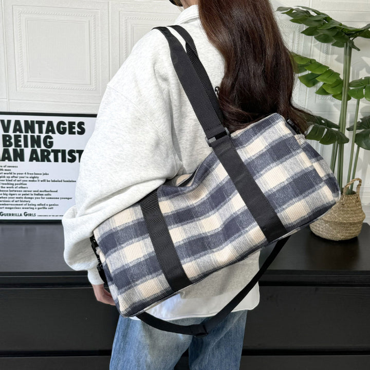 Stylish Checkered Gym Duffle Bag Bowlift