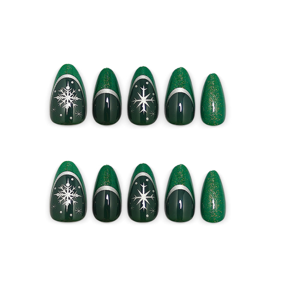 Glamorous artificial nails with intricate Christmas design Bowlift