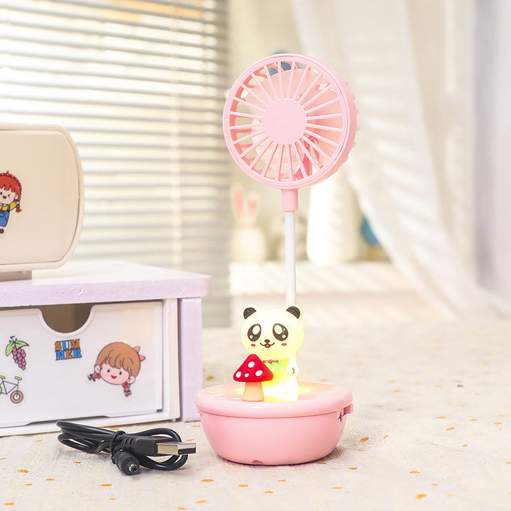 Women Portable Hand Fan with LED Panda Design Bowlift