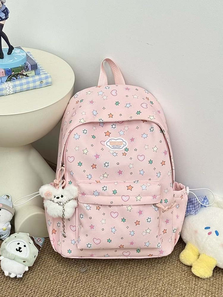 Cute Star and Heart Patterned Backpack