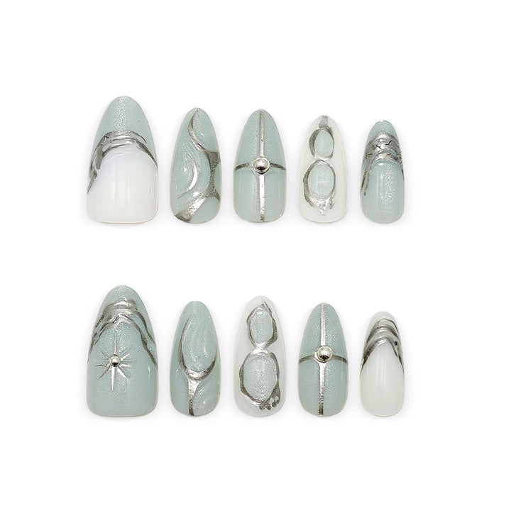 Elegant Artificial Nails with Artistic Accents Bowlift