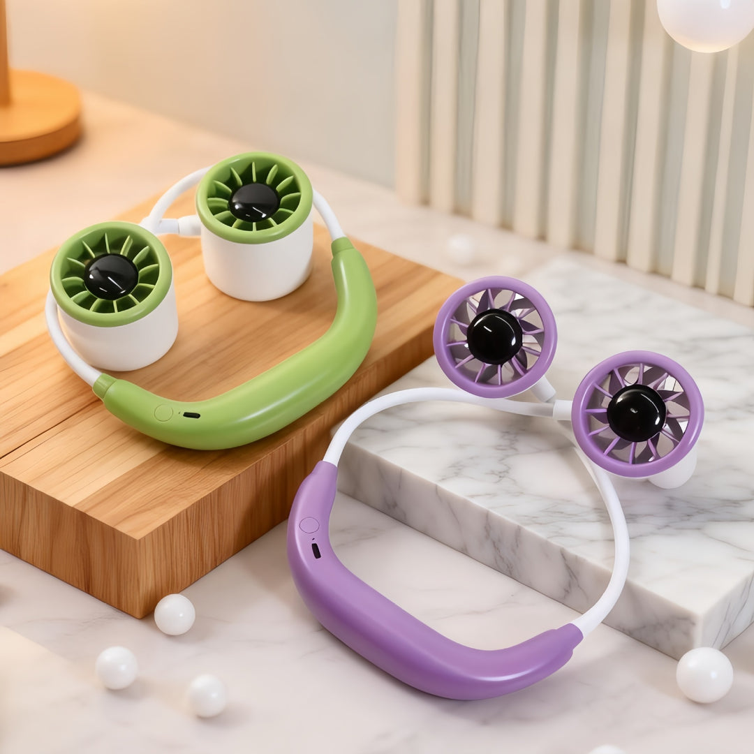 Ladies portable neck fan with dual cooling fan Bowlift