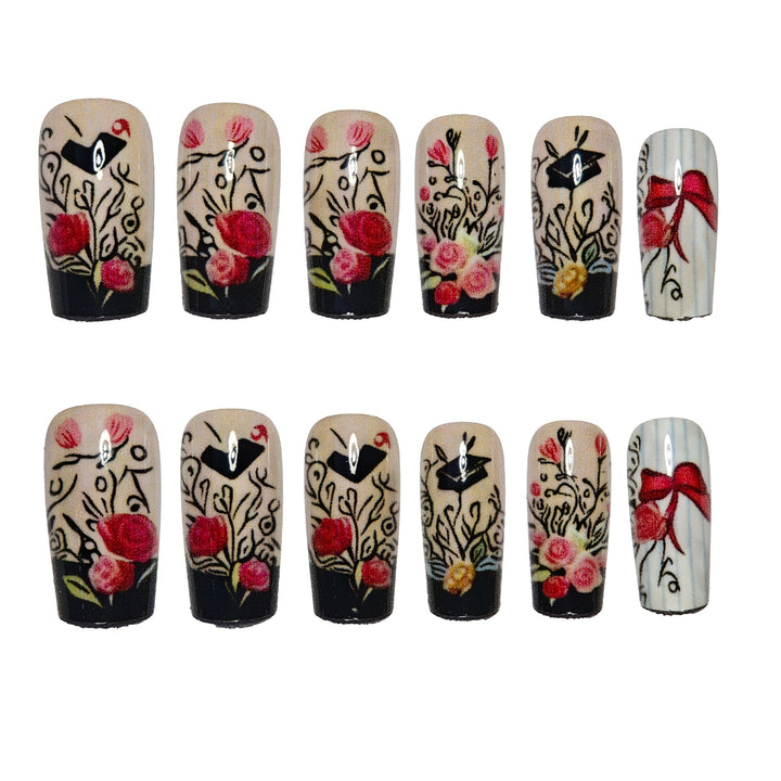 Glamorous artificial nails with floral designs Bowlift