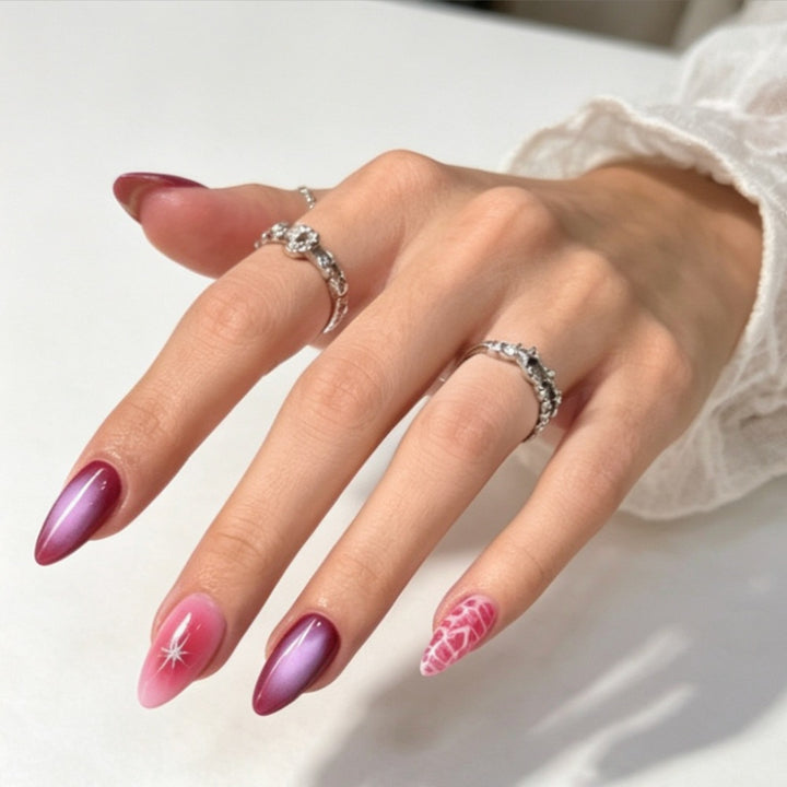 Artificial nails with elegant ombre design and creative accents Bowlift