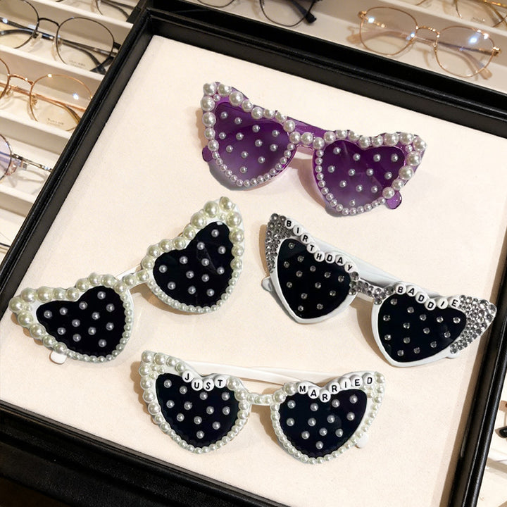 Bridal Heart-Shaped Sunglasses Bowlift