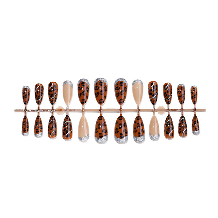 Decorative Press-On Nail Kit with Leopard Print and Glitter Accents Bowlift