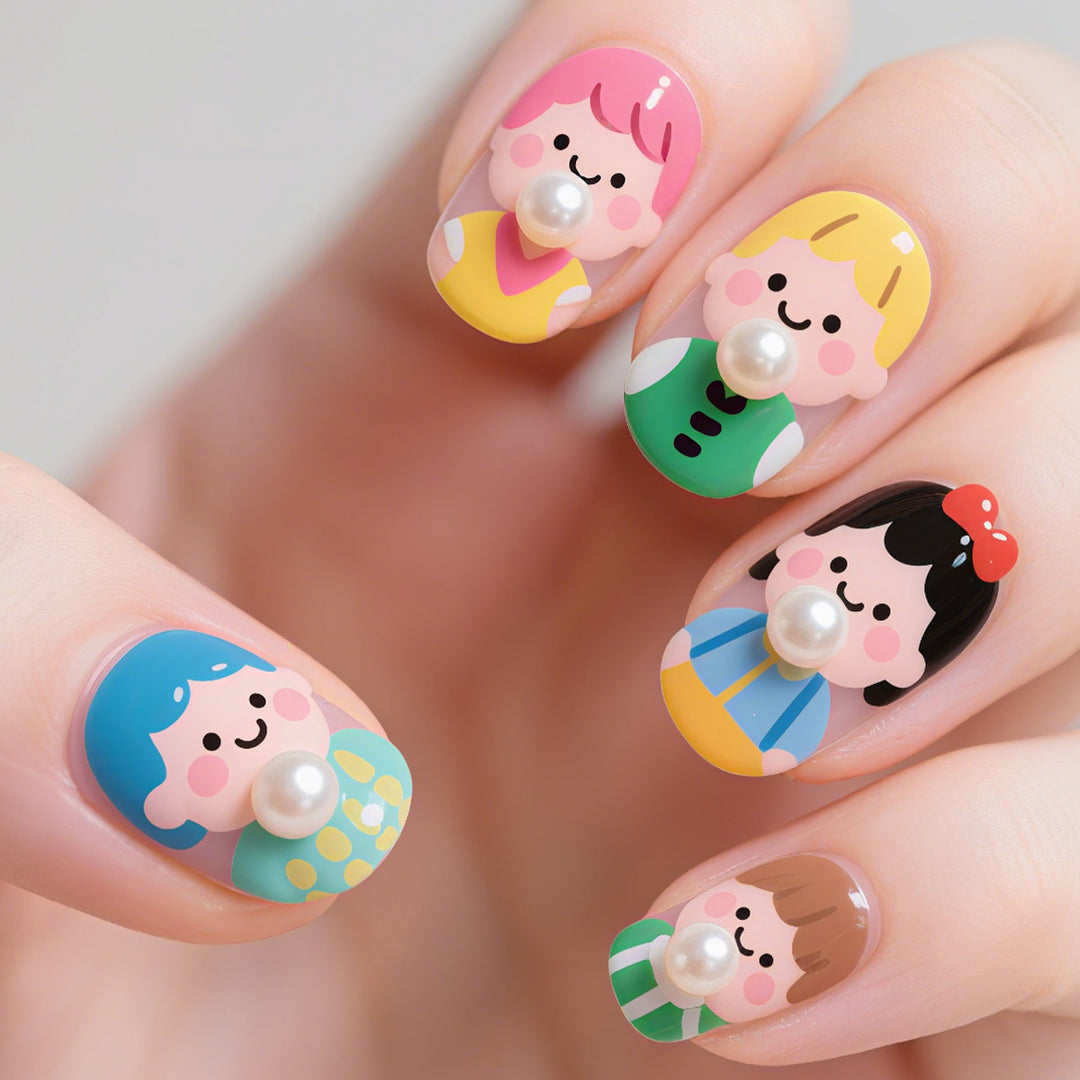 Playful Cartoon Character Nail Art Set Bowlift