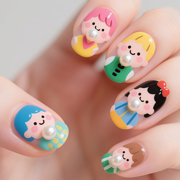 Playful Cartoon Character Nail Art Set Bowlift