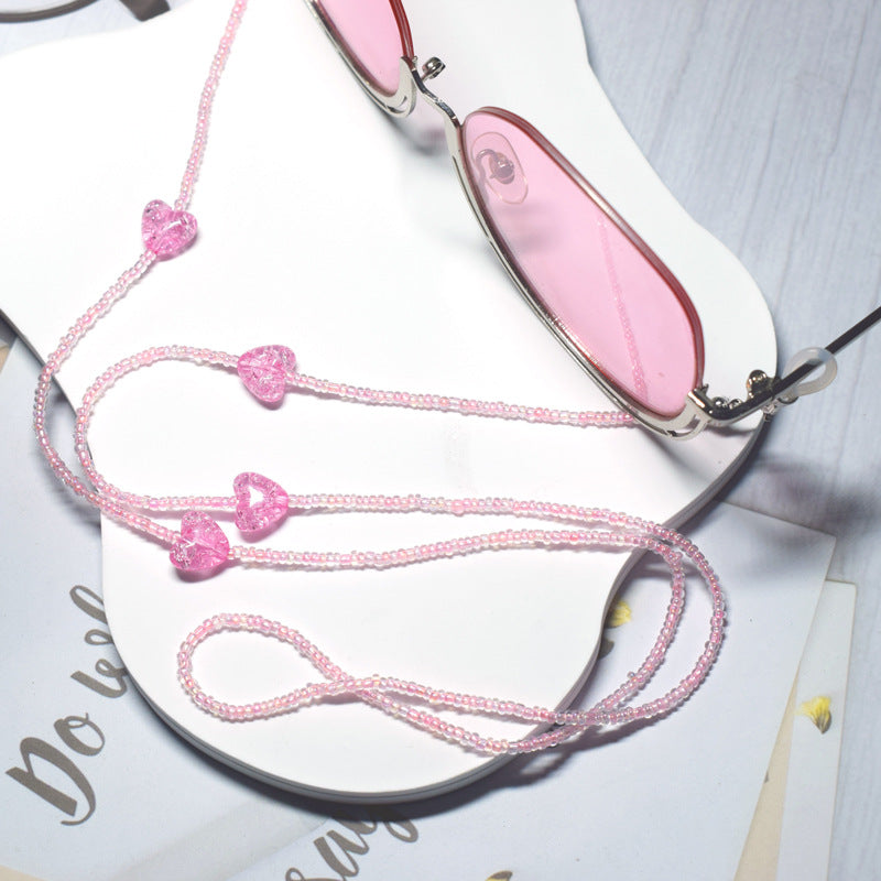 Heart-Embellished Beaded Eyewear Chain Bowlift