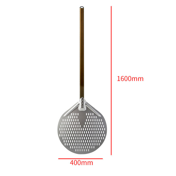 long wooden handled round aluminum pizza peel with reinforced neck Bowlift