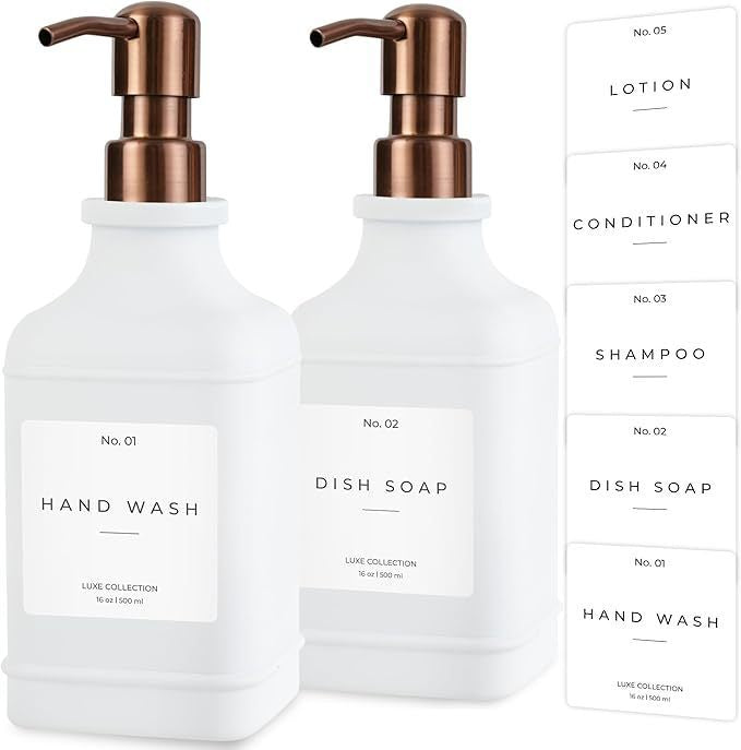 Refillable Luxury Pump Dispenser Set for Hand Wash and Dish Soap Bowlift