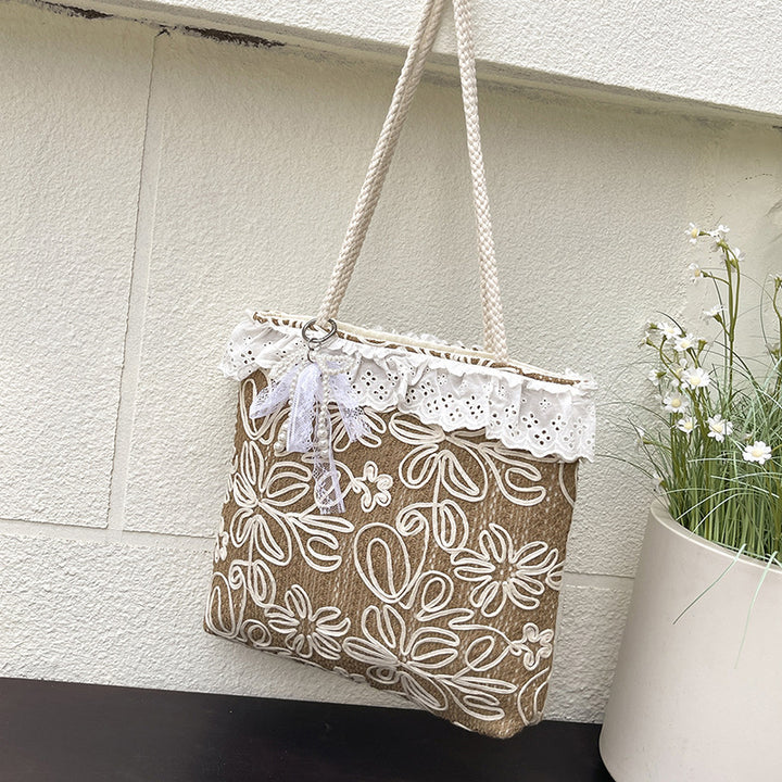 Elegant and Lightweight Handbag with Lace Edge Bowlift